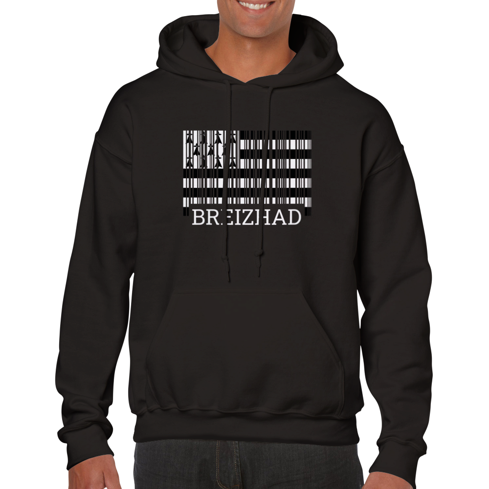 Sweat à capuche Breizhad code barre